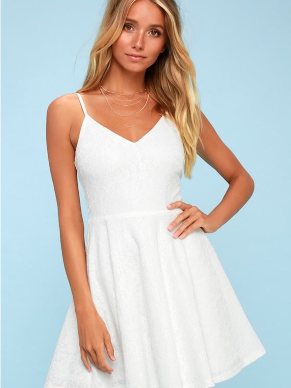 Lulus Way With Words White Lace Skater Dress